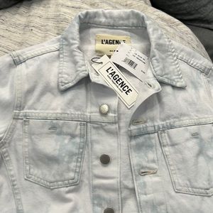 L’Agence Janelle slim white/denim blend jean jacket